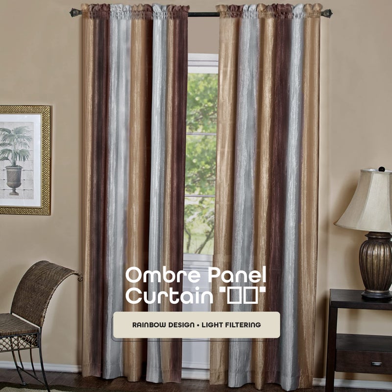 ACHIM Ombre Panel Light Filtering Semi-Sheer Window Curtain - 63 Inch Length, 50 Inch Width - Chocolate- Light Filtering Soft Polyester Drapes for Bedroom Living & Dining Room Home Decor - Image 2